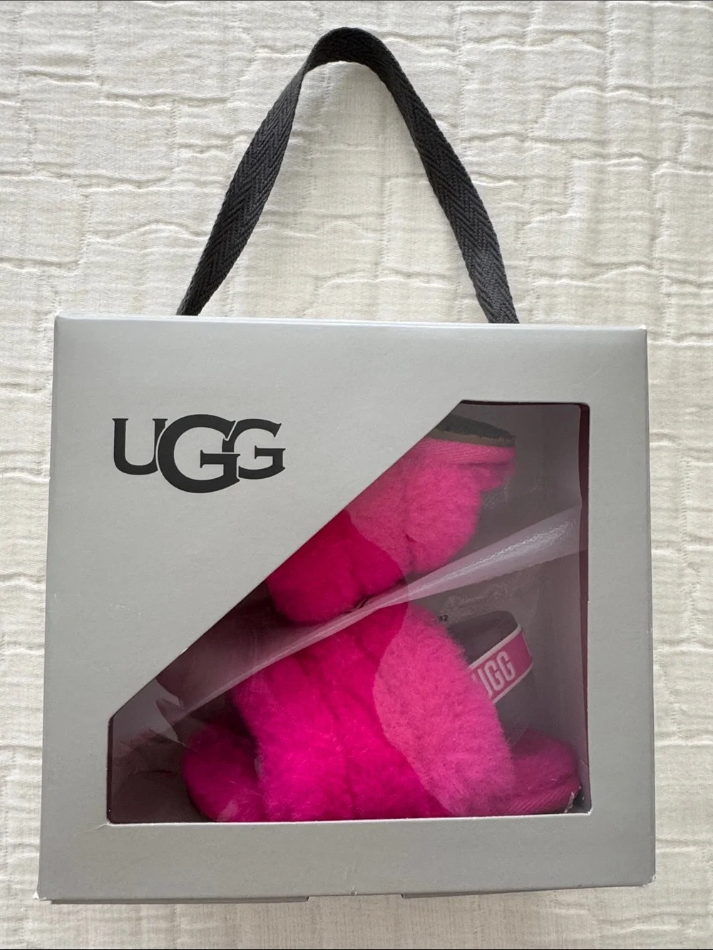 UGG NWT Baby Girl Fluff Slide - Rock Rose, Size 4/5 (M), 12-18 months